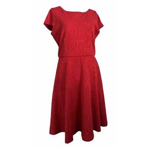 Ronni Nicole Red Fit & Flare Dress Cap Sleeve Round Neck Size 8